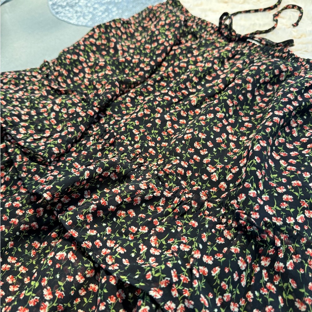 Sienna Sky Black Floral Bohemian Mini Skirt- Medium - Picture 6 of 11